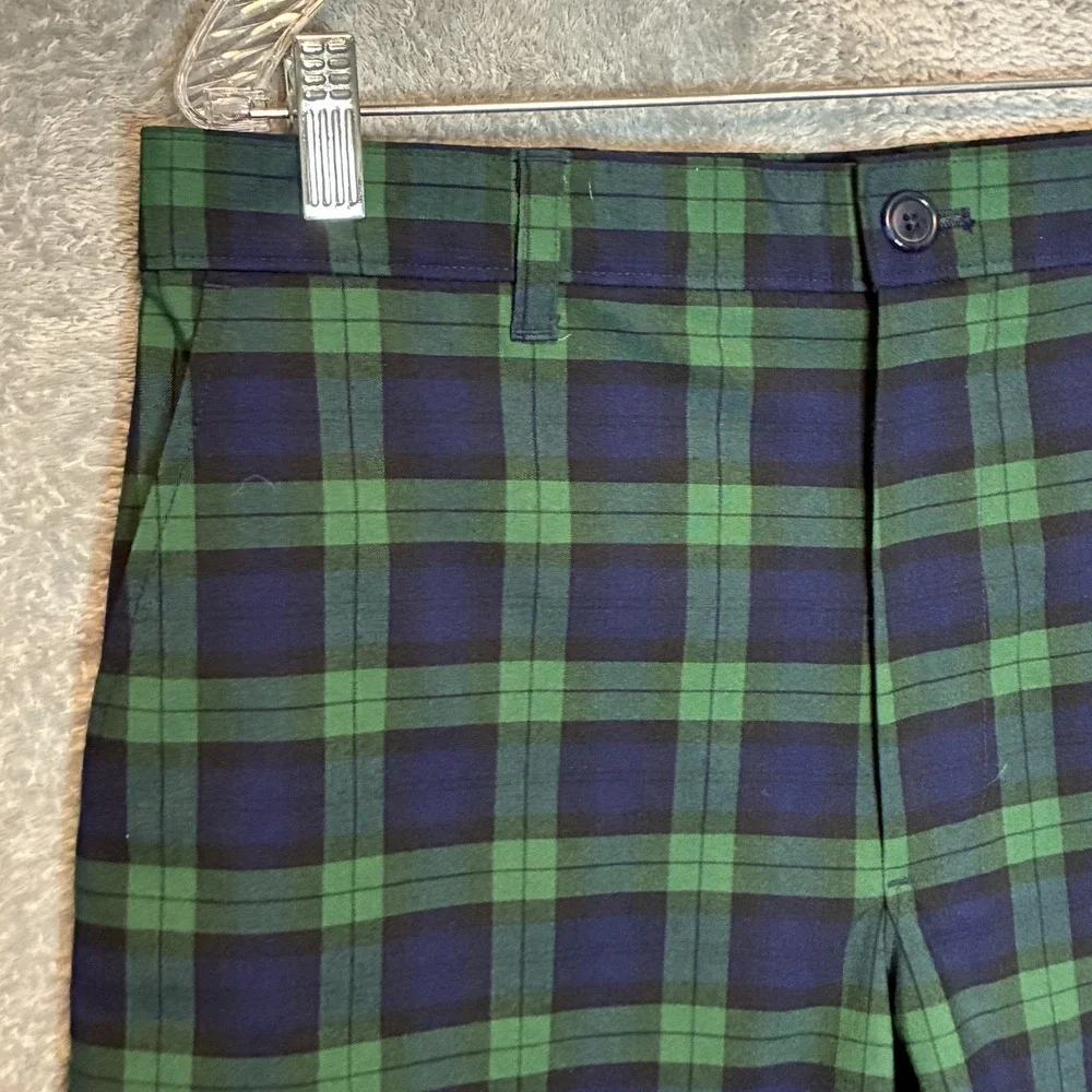 Club Room Men Black Watch Plaid Chino Short 33 Preppy Ivy League Old Money